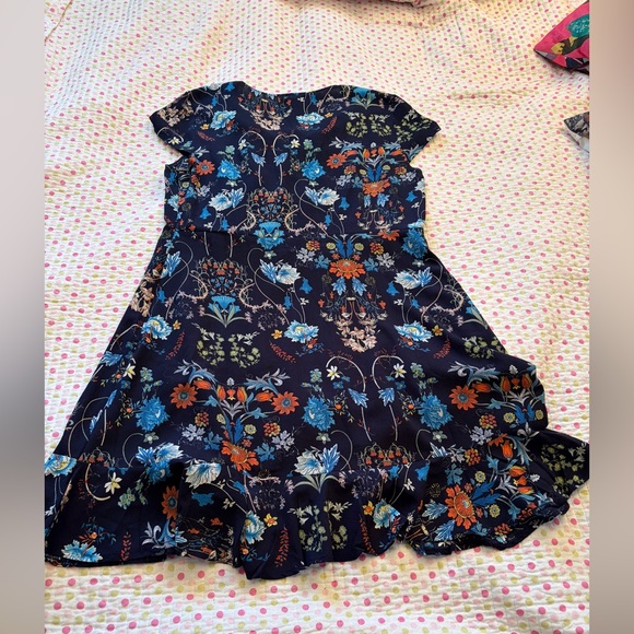 Papillon Ruffle Floral Print Dress-Size Large-Side Zipper - Picture 3 of 11